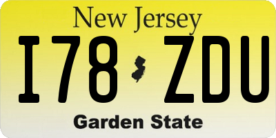 NJ license plate I78ZDU