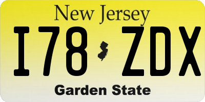 NJ license plate I78ZDX