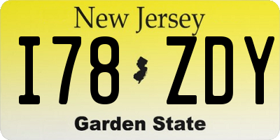 NJ license plate I78ZDY