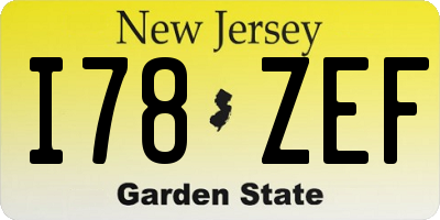 NJ license plate I78ZEF