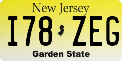 NJ license plate I78ZEG
