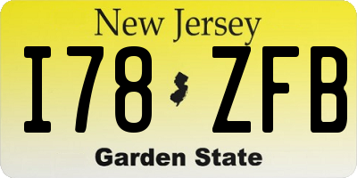 NJ license plate I78ZFB