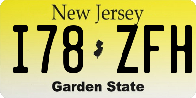 NJ license plate I78ZFH