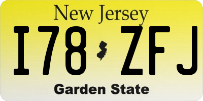 NJ license plate I78ZFJ
