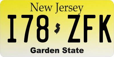 NJ license plate I78ZFK