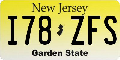 NJ license plate I78ZFS