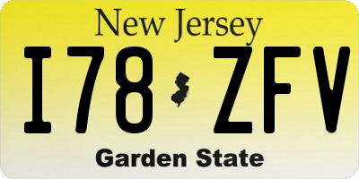 NJ license plate I78ZFV