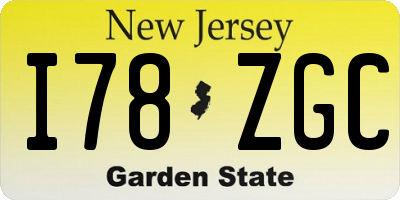 NJ license plate I78ZGC
