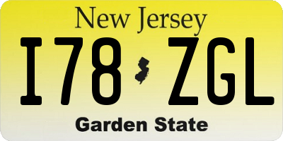NJ license plate I78ZGL