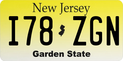 NJ license plate I78ZGN