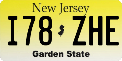 NJ license plate I78ZHE