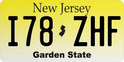 NJ license plate I78ZHF