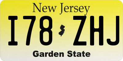 NJ license plate I78ZHJ