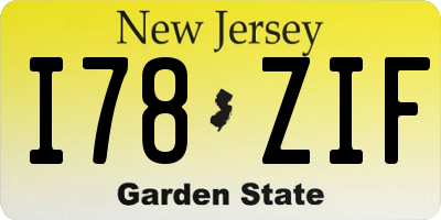 NJ license plate I78ZIF