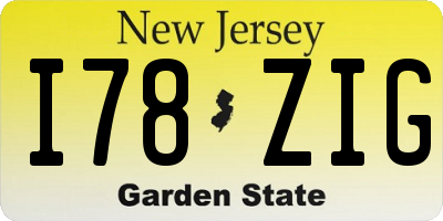 NJ license plate I78ZIG