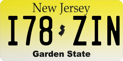 NJ license plate I78ZIN