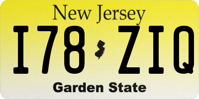 NJ license plate I78ZIQ