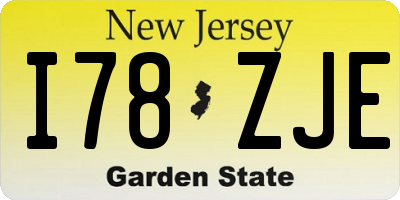 NJ license plate I78ZJE