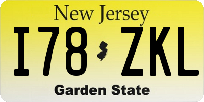 NJ license plate I78ZKL