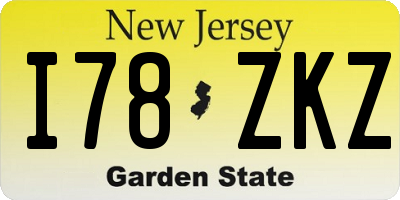 NJ license plate I78ZKZ