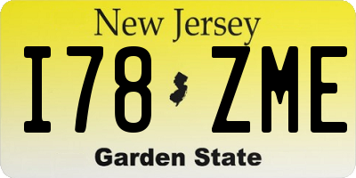 NJ license plate I78ZME