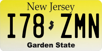 NJ license plate I78ZMN