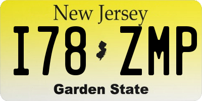 NJ license plate I78ZMP