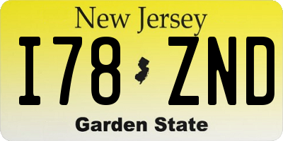 NJ license plate I78ZND