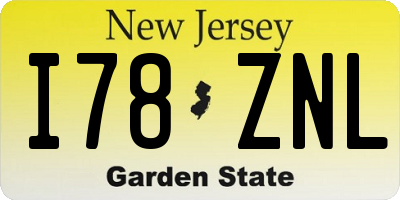 NJ license plate I78ZNL