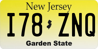 NJ license plate I78ZNQ