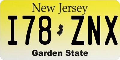 NJ license plate I78ZNX