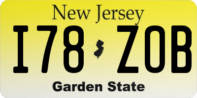NJ license plate I78ZOB