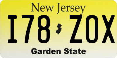 NJ license plate I78ZOX