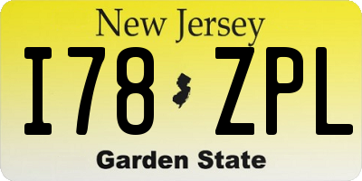 NJ license plate I78ZPL