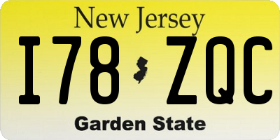 NJ license plate I78ZQC