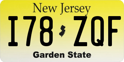 NJ license plate I78ZQF
