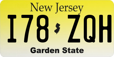 NJ license plate I78ZQH