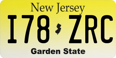 NJ license plate I78ZRC