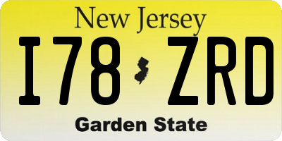 NJ license plate I78ZRD