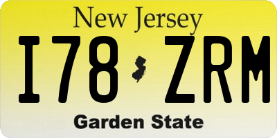 NJ license plate I78ZRM