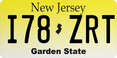 NJ license plate I78ZRT