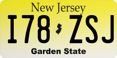 NJ license plate I78ZSJ