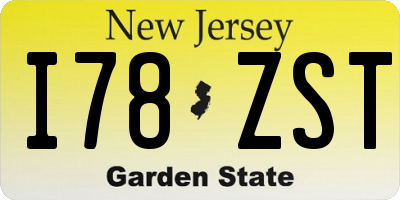 NJ license plate I78ZST