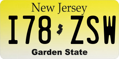NJ license plate I78ZSW