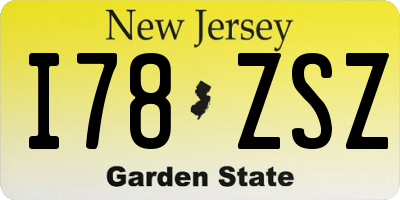 NJ license plate I78ZSZ