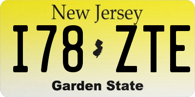 NJ license plate I78ZTE