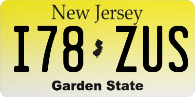 NJ license plate I78ZUS