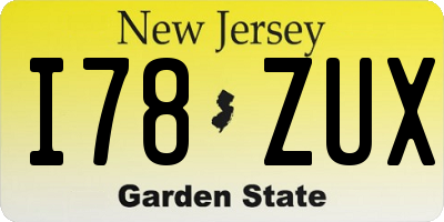 NJ license plate I78ZUX