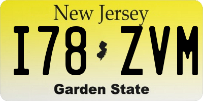 NJ license plate I78ZVM