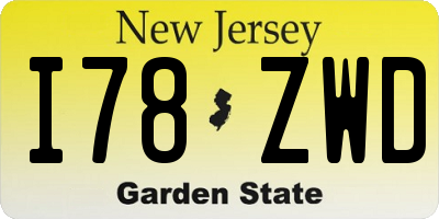 NJ license plate I78ZWD
